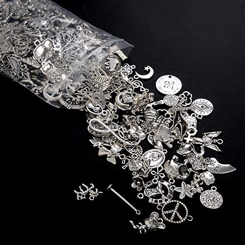 YUEAON 300pcs bulk lots charms for jewelry making supplies kit craft accessories bracelet necklace pendant earring keychain tibetan silver wholesale