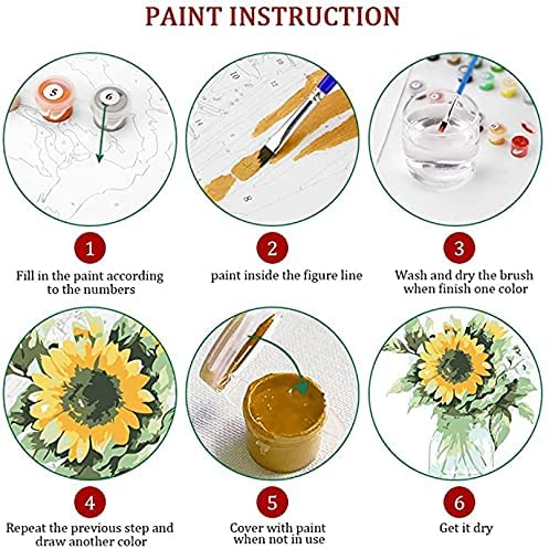 LETEYO DIY Paint by Numbers Blue Flowers for Adults Beginner on Canvas Oil Painting by Number Kit Drawing Paintwork 16x20 Inches Without Frame
