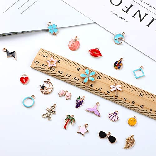 SANNIX 170Pcs Jewelry Making Charms Assorted Gold Plated Enamel Necklace Bracelet Charms Pendants for DIY Jewelry Making