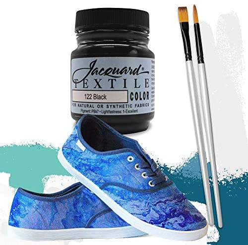 Jacquard Products Black Textile Color - Fabric Paint Made in USA - JAC1122 2.25-Ounces - Bundled with Moshify Brush Set