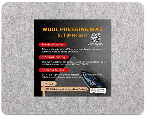 Tidy Monster 17''x13.5'' Wool Pressing Mat for Quilting, 100% Wool from New Zealand