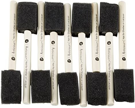 Artlicious Foam Brush Set - Pack of 50 Disposable, 1-inch Sponge Paint Brushes for Acrylic Painting