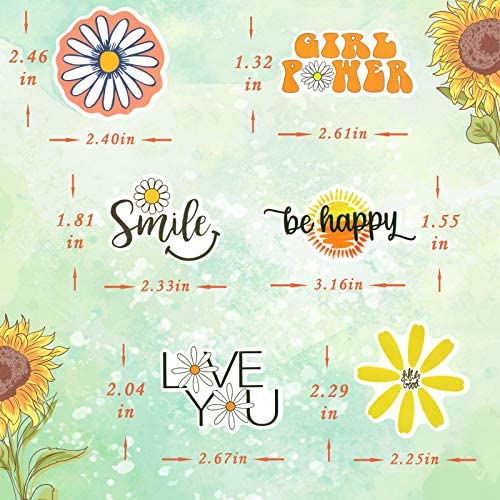 50pcs Inspirational Stickers for Scrapbook, Waterproof Groovy Spring Stickers pack for Water Bottles