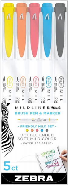 Zebra Pen Zebra Brush DBL END ASST Color, Assorted Friendly