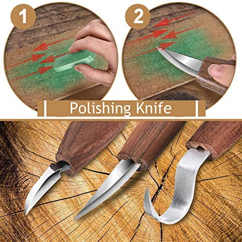 Wood Carving Tools, 7 in 1 Wood Carving Kit with Carving Hook Knife
