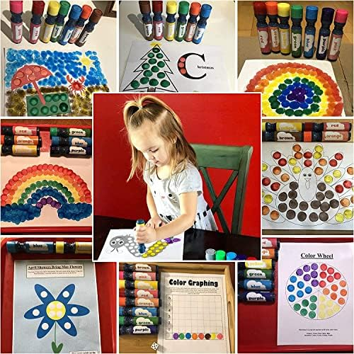 DOODLE HOG Washable Dot Markers for Toddlers Kids Preschool | 8 Colors Bingo Markers | Non Toxic Toddler Arts and Crafts Supplies | Paint Markers for Kids | PDF with 200 Dot Art Activity Sheets