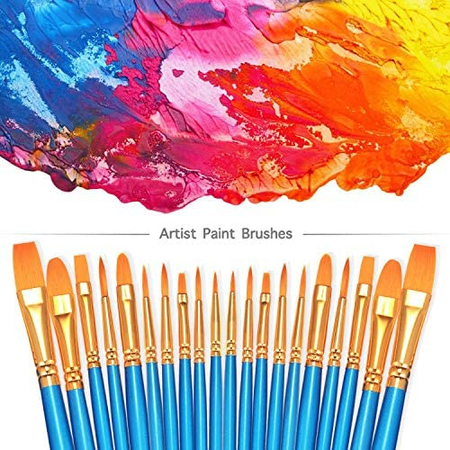 BOSOBO Paint Brushes Set, 2 Pack 20 Pcs Round Pointed Tip Paintbrushes Nylon Hair Artist Acrylic Paint Brushes for Acrylic Oil Watercolor