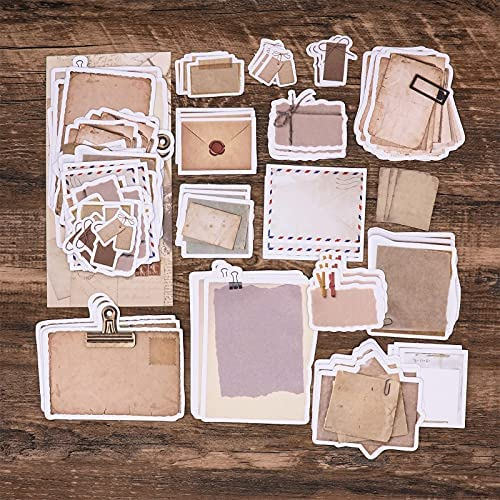 Knaid Antique Looking Scrapbook Stickers (90 Pieces) Vintage Aged Paper Design Old Fashion Decorative Sticker for Planner, Bullet Journaling