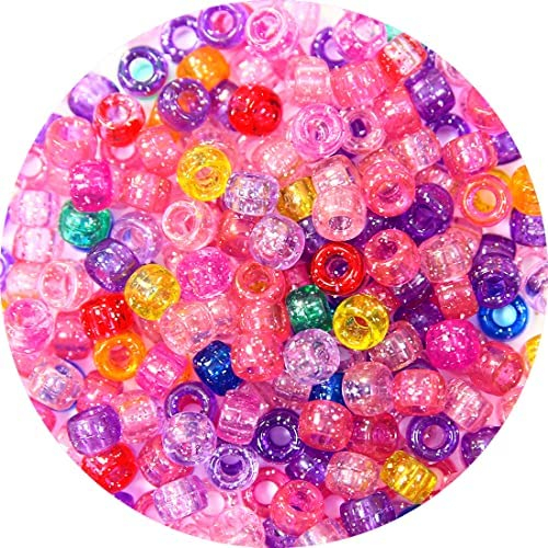 Beading Supplies, Arts & Crafts Materials for Jewelry Making (1000 Glitter Pony Beads)