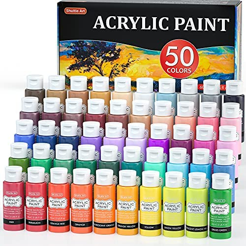 Acrylic Paint, Shuttle Art 50 Colors Acrylic Paint Set