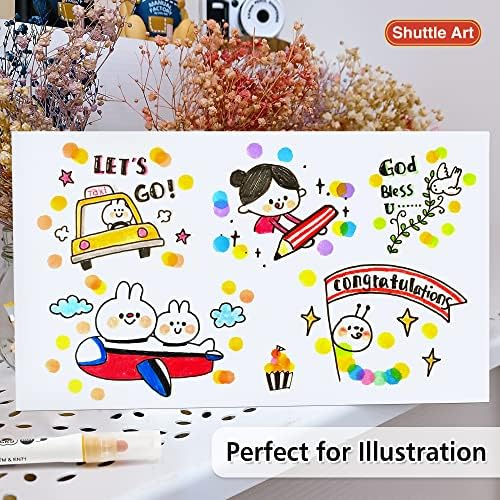 Shuttle Art 18 Colors Dual Tip Dot Marker Pens for Kids Adults, Metallic & Classic Colors