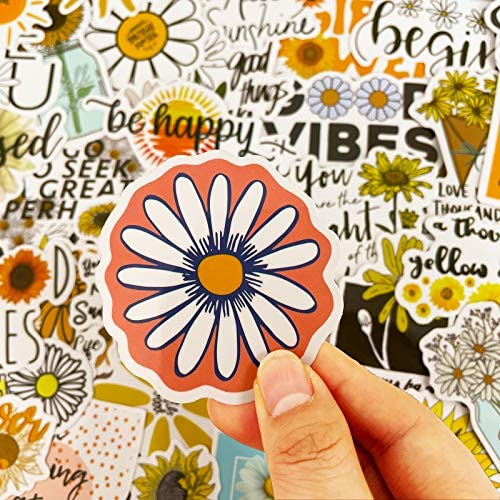 50pcs Inspirational Stickers for Scrapbook, Waterproof Groovy Spring Stickers pack for Water Bottles
