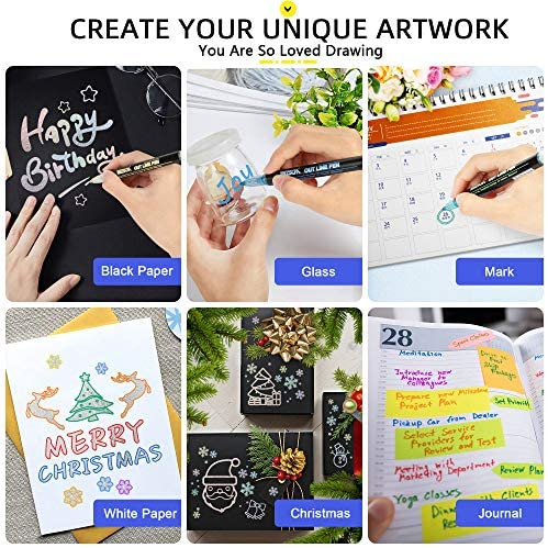 Super Squiggles Outline Metallic Markers, 12 Colors Double Line Highlighter for Illustration Coloring Sketching Card Make
