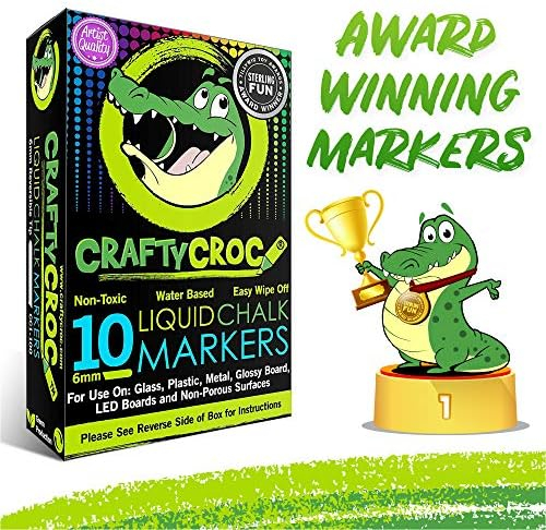 Crafty Croc Liquid Chalk Markers, 10 Pack of Neon Chalk Pens