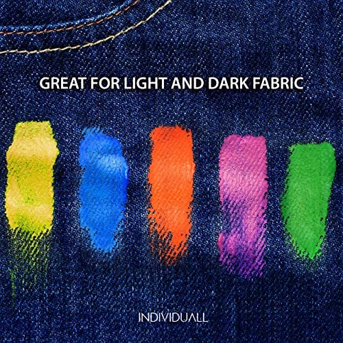Individuall Premium Fabric & Textile Paints Professional Grade Clothing Paint Set Art and Hobby Paints Craft Paint Set with 8 x 20 ml / 0.7 fl oz Vivid Colors For Beginners, Students