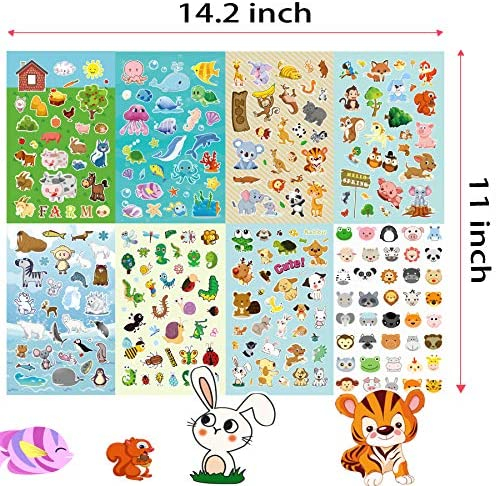 Sinceroduct Animal Stickers, Stickers for Kids Assortment Set 1300 PCS