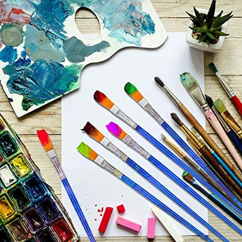 50 Pcs Flat Paint Brushes for Touch Up, Anezus Small Paint Brushes for Classroom Crafts Paint Brushes for Acrylic Painting Watercolor Canvas Face Painting