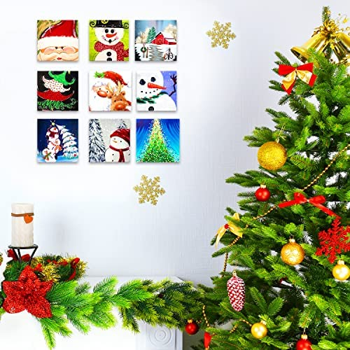 AUREUO Mini Stretched Canvas - 3x3 Inch/24 Pack - 2/5 Inch Profile Square Canvas - Christmas Holiday Set for Kids, Ideal for Painting & Craft