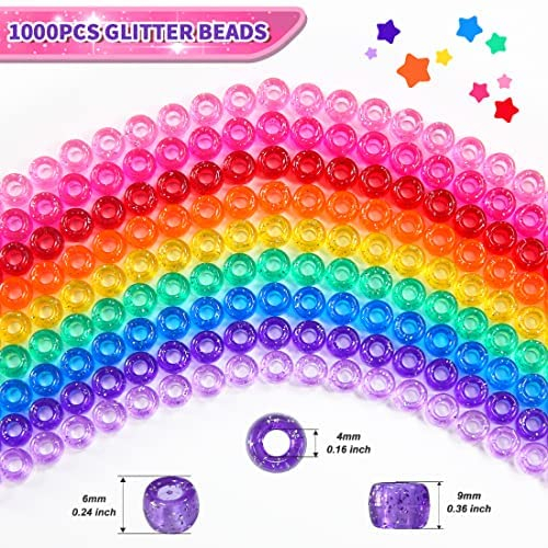 1000 Pony Beads, Each Size 6 × 9 mm