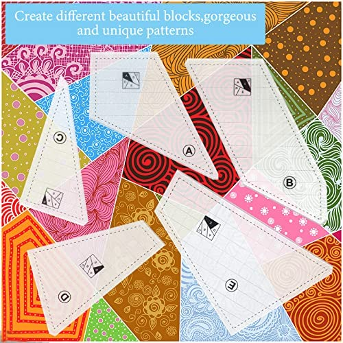 Quilting Rulers and Templates, 5Pcs Creative Quilting Cutting Template Quilt Templates Acrylic for Cutting Patterns