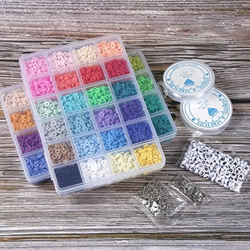 12000 Pcs 48 Color Clay Heishi Beads Kit, Craft for Girls