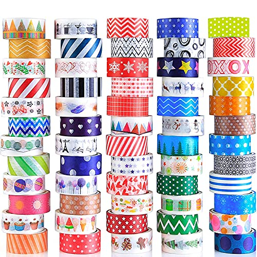 60 Rolls Washi Tape Set, Decorative Colored Tape for Scrapbooking Supplies
