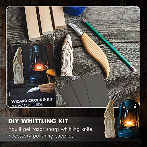 BeaverCraft Whittling Kit for Beginners, Wood Carving Kit for Beginners - Wood Carving Tools Woodworking Kit for Adults and Teens - Whittling Knife Kit with Wood Blocks - Wood Carving Set DIY03 Wizard