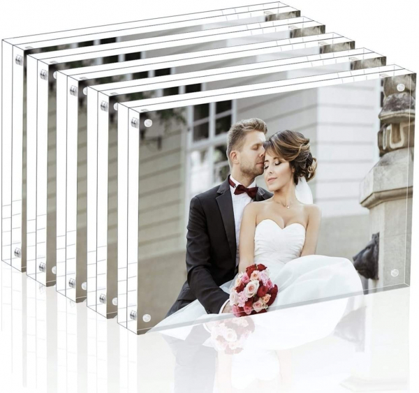 Magicool Premium Acrylic Photo Frame-Double Sied Thick Desktop Frames (4x6 5 Pack)