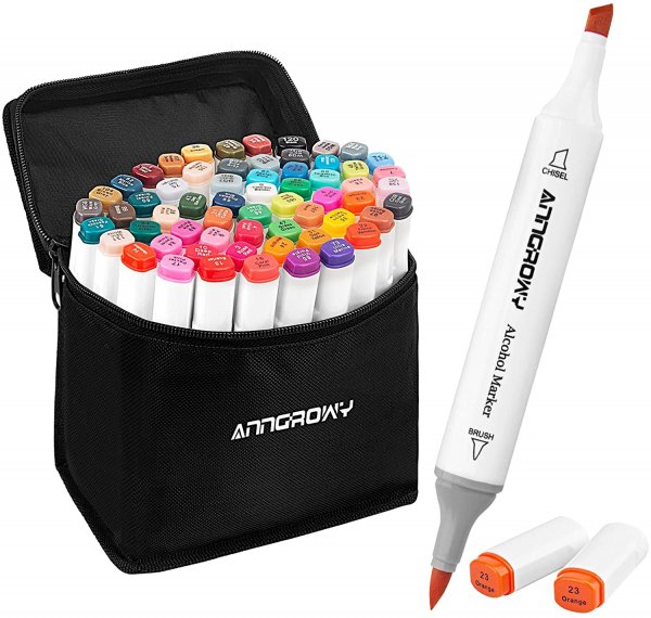 Anngrowy 61 Colors Alcohol Markers Brush Tip