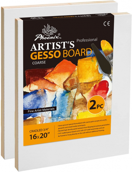Gessoed Wood Panel Boards for Painting - 16x20 Inch/2 Pack