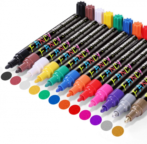 Emooqi 12 Pack Acrylic Paint Pens 3mm
