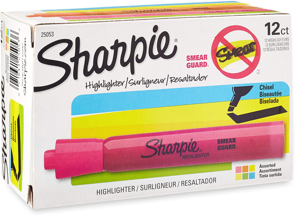 Sharpie Tank Highlighters Assorted Colors | Chisel Tip Highlighter Pens, 12 Count