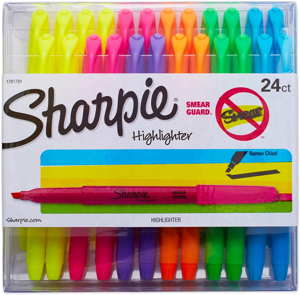 Sharpie Liquid Pocket Highlighters Assorted Colors | Chisel Tip Highlighter Pens, 24 Count