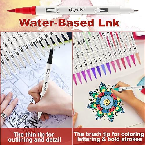 Art Markers 60 PCS Dual Brush Pens for Coloring, Colored Marker Pen Set with Fine & Brush Tip Art Supplier for Kids Adults Drawing, Journaling Note, Coloring Books…