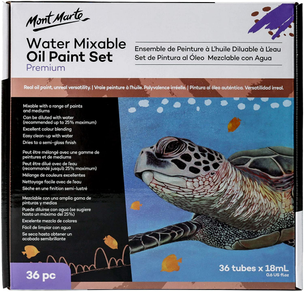 36 Piece Water Mixable Oil Paint Set, 18ml Tubes