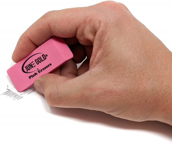 June Gold 16 Pink Rubber Erasers Perfect for classrooms, Homes & Offices