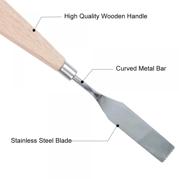 Palette Knife with Wood Handle - Set of 10 - Different Shapes and Sizes